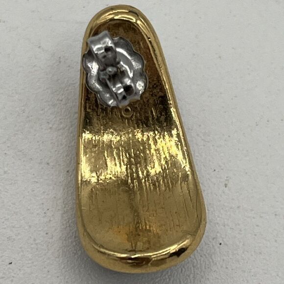 Vintage 70’s Teardrop Black Enamel Goldtone Stud Earrings - Picture 8 of 8